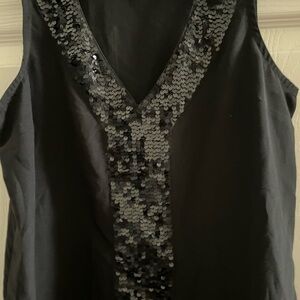 Old Navy Black Sequin V-Neck Blouse